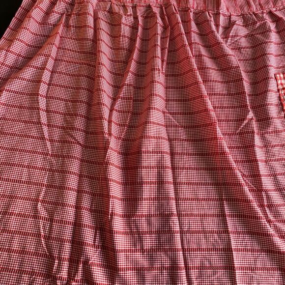 Handmade Red Gingham Apron with Pocket, Retro, Vintage Kitchen Wear OF-11 - Picture 6 of 11